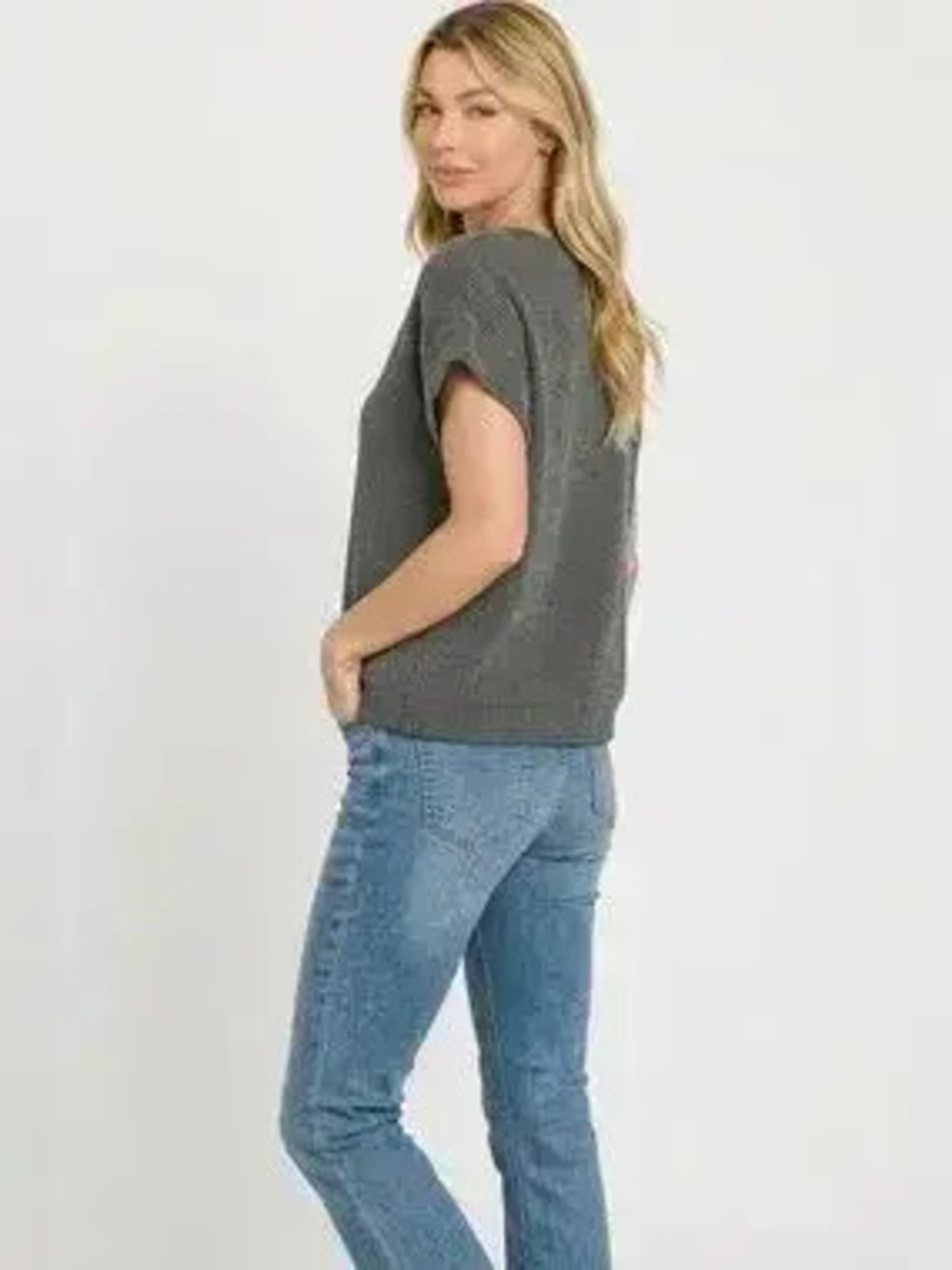 Zenana Raised Rib Cap Sleeve Top - Picture 3 of 4